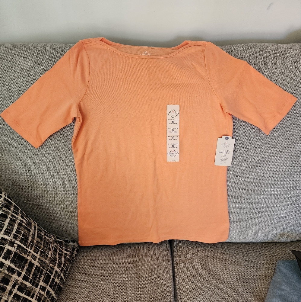 St John's Bay Classic Boatneck Tee, NWT, 100% cotton, Size S